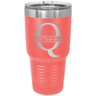 Personalized coral 30 oz vacuum insulated tumbler with 'Monogram letter Q' design