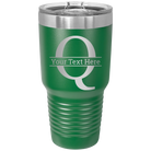Personalized green 30 oz vacuum insulated tumbler with 'Monogram letter Q' design