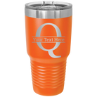 Personalized orange 30 oz vacuum insulated tumbler with 'Monogram letter Q' design
