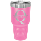Personalized pink 30 oz vacuum insulated tumbler with 'Monogram letter Q' design