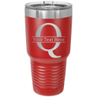 Personalized red 30 oz vacuum insulated tumbler with 'Monogram letter Q' design