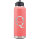 Personalized coral 32 oz vacuum insulated water bottle with 'Monogram letter Q' design