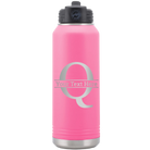 Personalized pink 32 oz vacuum insulated water bottle with 'Monogram letter Q' design
