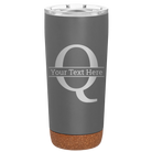 Personalized storm gray 20 oz vacuum insulated tumbler with 'Monogram letter Q' design