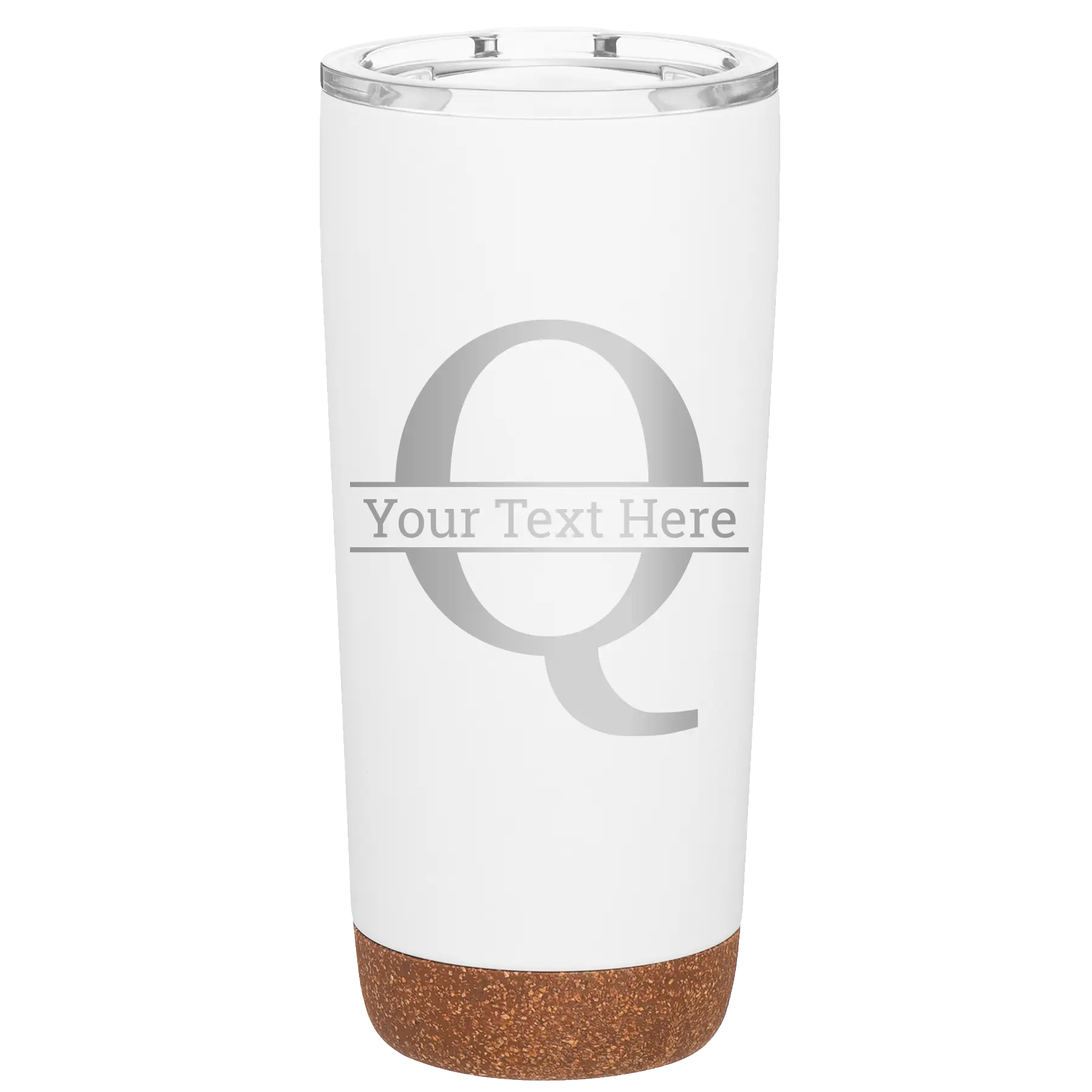 Personalized white 20 oz vacuum insulated tumbler with 'Monogram letter Q' design