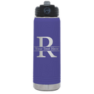 Personalized purple 20 oz vacuum insulated water bottle with 'Monogram letter R' design