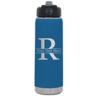 Personalized royal blue 20 oz vacuum insulated water bottle with 'Monogram letter R' design