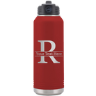 Personalized maroon 32 oz vacuum insulated water bottle with 'Monogram letter R' design
