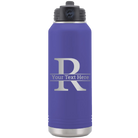 Personalized purple 32 oz vacuum insulated water bottle with 'Monogram letter R' design