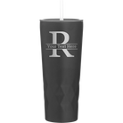Personalized black 20 oz vacuum insulated tumbler with 'Monogram letter R' design