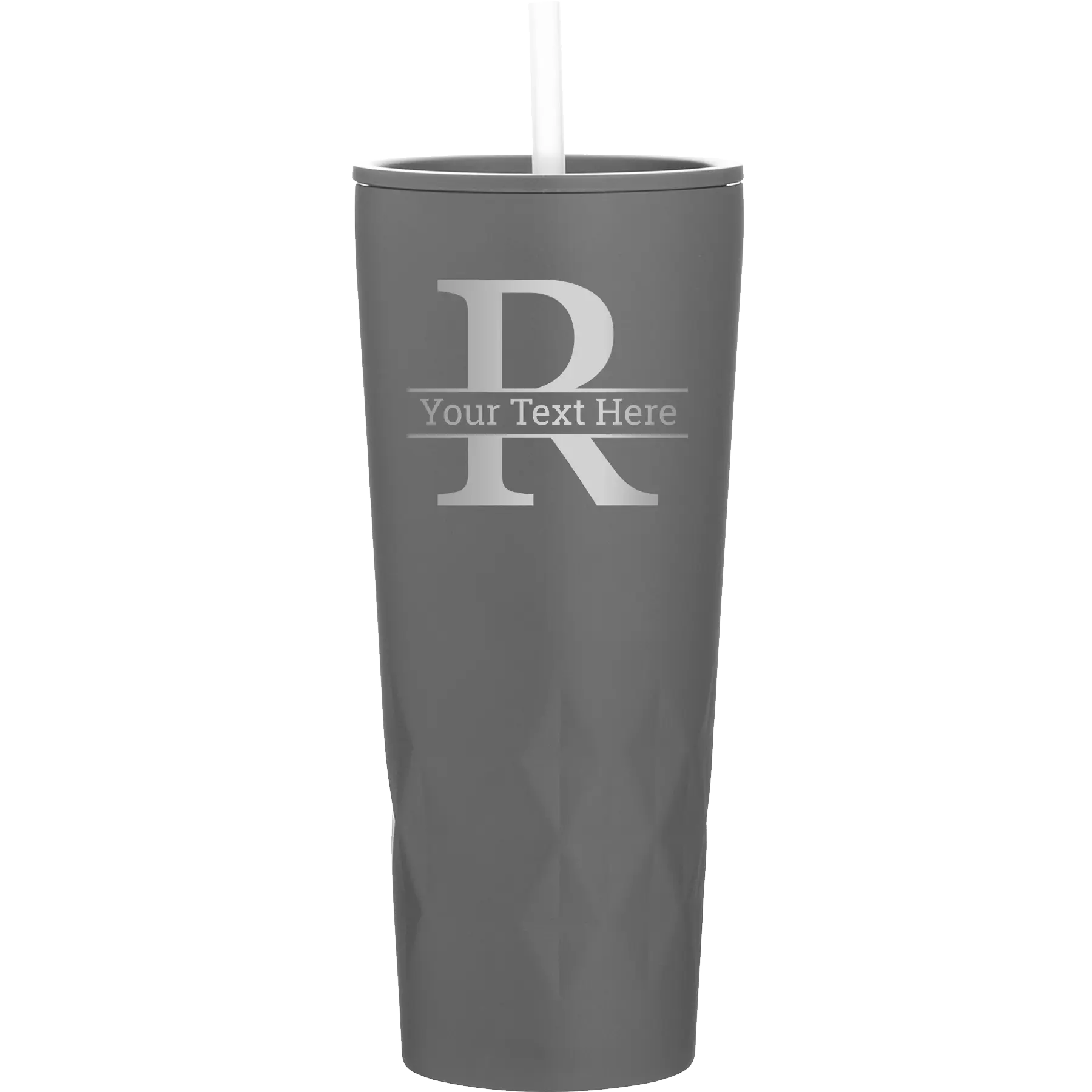 Personalized slate 20 oz vacuum insulated tumbler with 'Monogram letter R' design