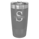 Personalized dark gray 20 oz vacuum insulated tumbler with 'Monogram letter S' design