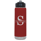 Personalized maroon 20 oz vacuum insulated water bottle with 'Monogram letter S' design