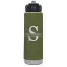 Personalized olive green 20 oz vacuum insulated water bottle with 'Monogram letter S' design