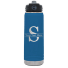 Personalized royal blue 20 oz vacuum insulated water bottle with 'Monogram letter S' design