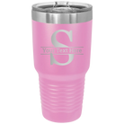 Personalized light purple 30 oz vacuum insulated tumbler with 'Monogram letter S' design