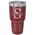Personalized maroon 30 oz vacuum insulated tumbler with 'Monogram letter S' design