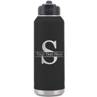 Personalized black 32 oz vacuum insulated water bottle with 'Monogram letter S' design