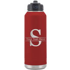 Personalized maroon 32 oz vacuum insulated water bottle with 'Monogram letter S' design