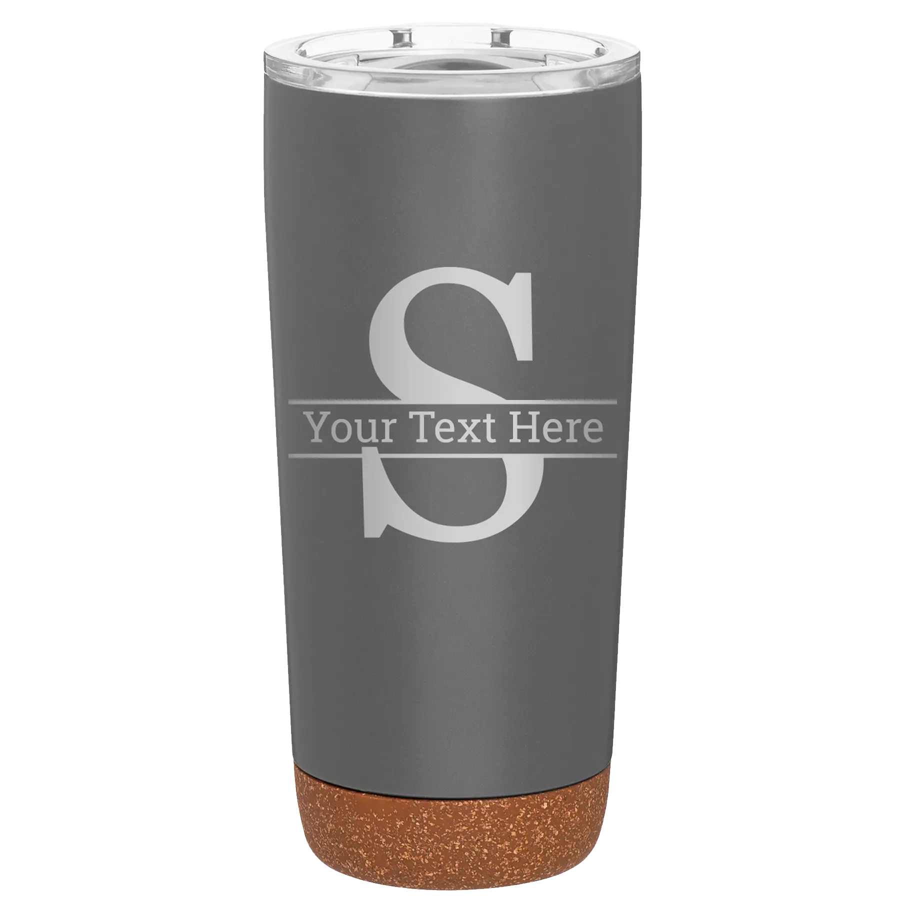 Personalized storm gray 20 oz vacuum insulated tumbler with 'Monogram letter S' design