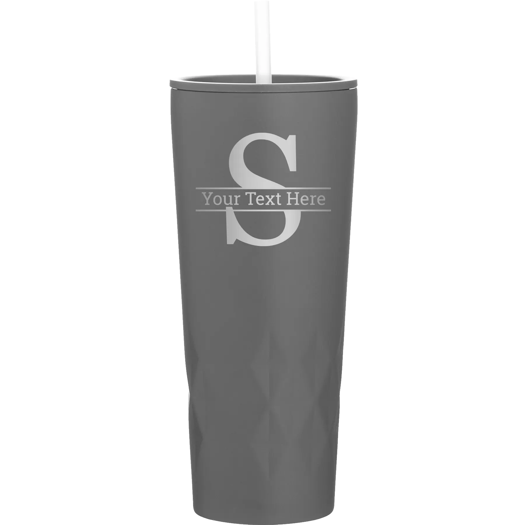 Personalized slate 20 oz vacuum insulated tumbler with 'Monogram letter S' design