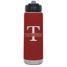 Personalized maroon 20 oz vacuum insulated water bottle with 'Monogram letter T' design