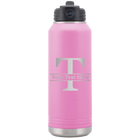 Personalized light purple 32 oz vacuum insulated water bottle with 'Monogram letter T' design