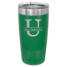 Personalized green 20 oz vacuum insulated tumbler with 'Monogram letter U' design