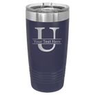 Personalized navy 20 oz vacuum insulated tumbler with 'Monogram letter U' design