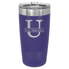 Personalized purple 20 oz vacuum insulated tumbler with 'Monogram letter U' design