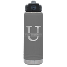 Personalized dark gray 20 oz vacuum insulated water bottle with 'Monogram letter U' design