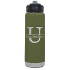 Personalized olive green 20 oz vacuum insulated water bottle with 'Monogram letter U' design
