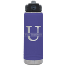 Personalized purple 20 oz vacuum insulated water bottle with 'Monogram letter U' design