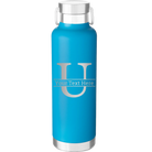 Personalized aqua 24 oz vacuum insulated water bottle with 'Monogram letter U' design
