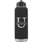 Personalized black 32 oz vacuum insulated water bottle with 'Monogram letter U' design
