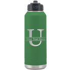 Personalized green 32 oz vacuum insulated water bottle with 'Monogram letter U' design