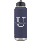 Personalized navy 32 oz vacuum insulated water bottle with 'Monogram letter U' design