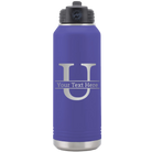 Personalized purple 32 oz vacuum insulated water bottle with 'Monogram letter U' design