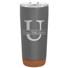 Personalized storm gray 20 oz vacuum insulated tumbler with 'Monogram letter U' design