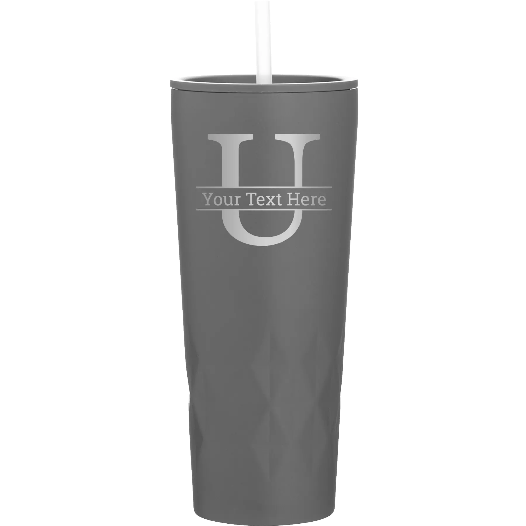 Personalized slate 20 oz vacuum insulated tumbler with 'Monogram letter U' design