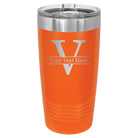 Personalized orange 20 oz vacuum insulated tumbler with 'Monogram letter V' design