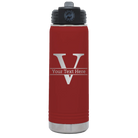 Personalized maroon 20 oz vacuum insulated water bottle with 'Monogram letter V' design