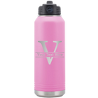 Personalized light purple 32 oz vacuum insulated water bottle with 'Monogram letter V' design
