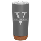Personalized storm gray 20 oz vacuum insulated tumbler with 'Monogram letter V' design