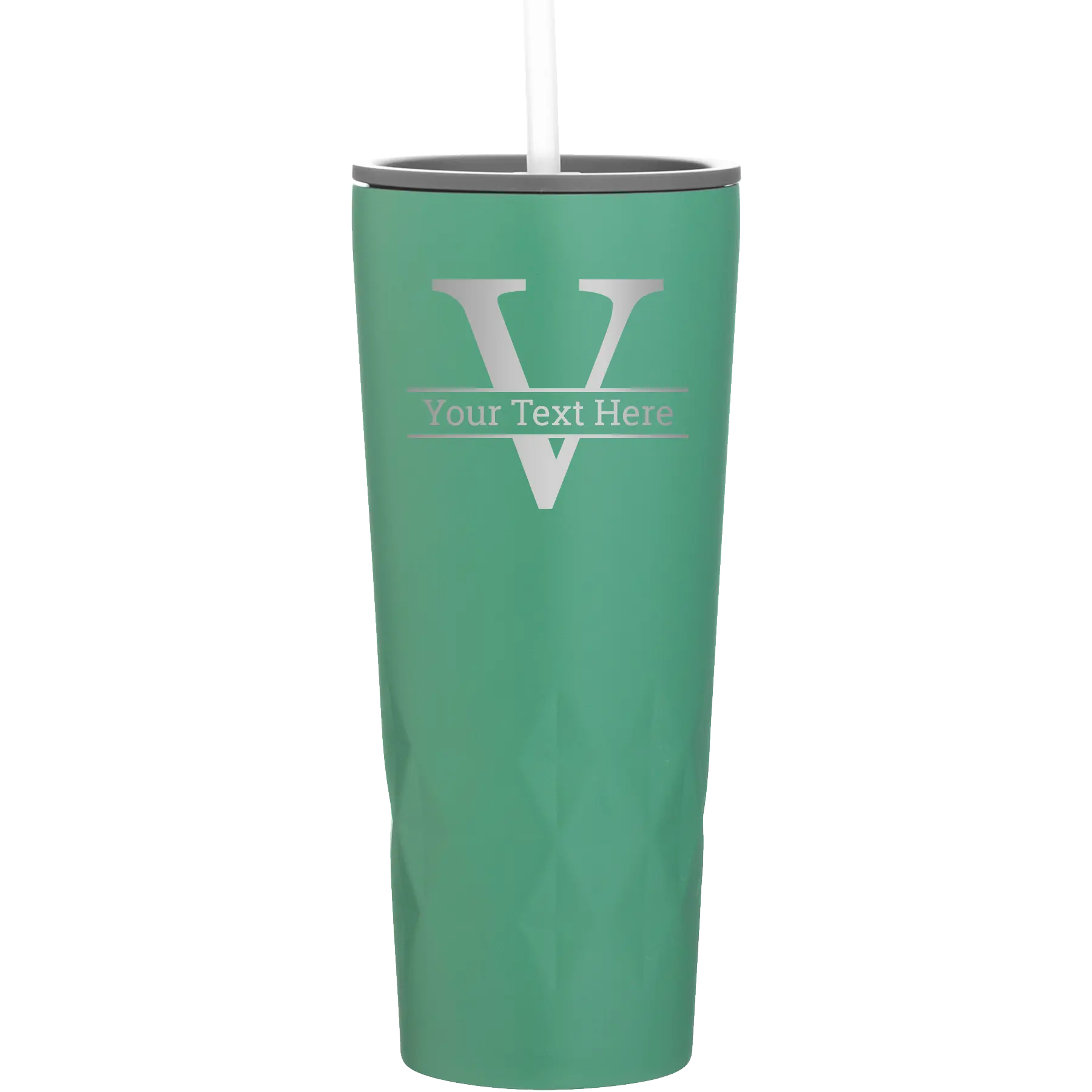 Personalized forage 20 oz vacuum insulated tumbler with 'Monogram letter V' design