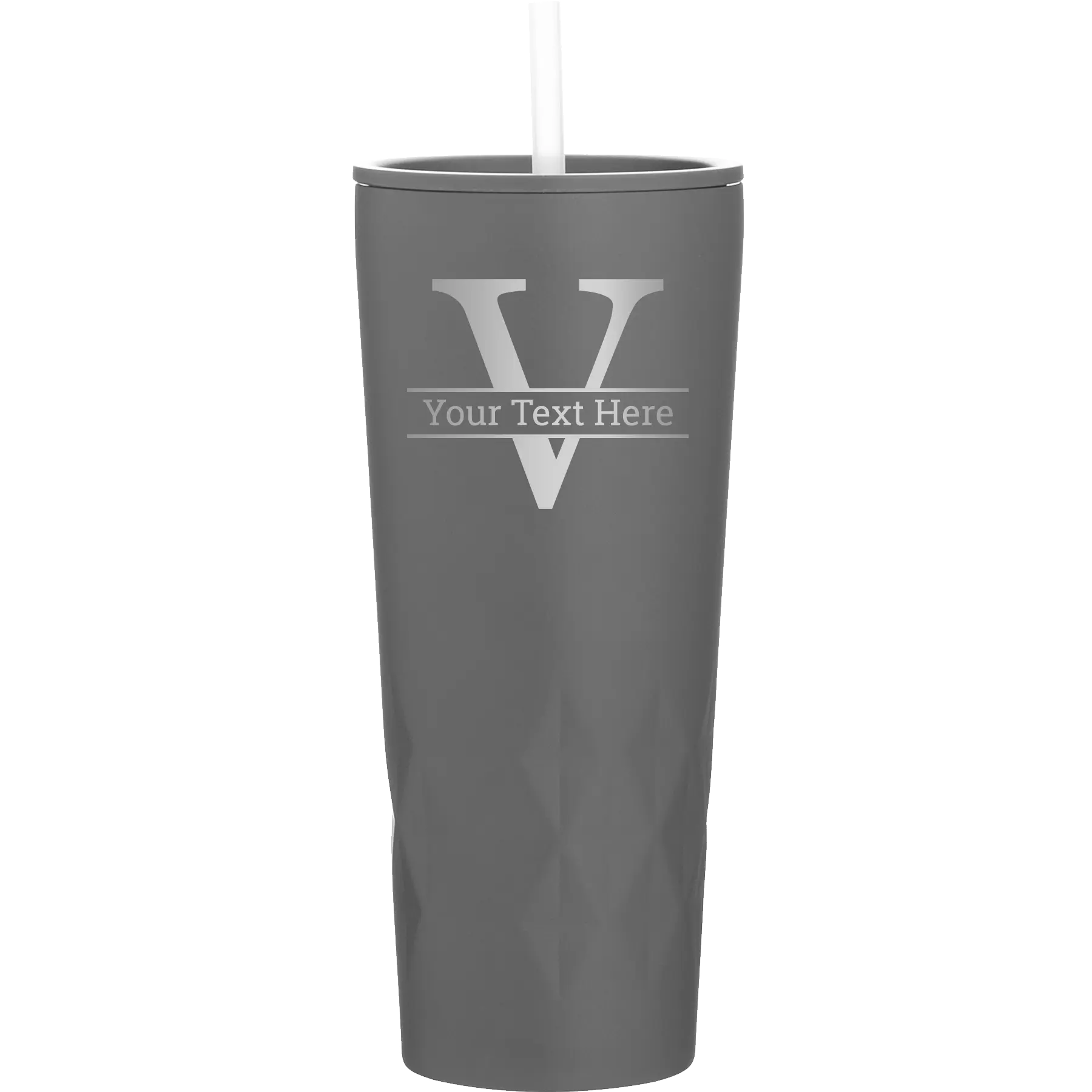 Personalized slate 20 oz vacuum insulated tumbler with 'Monogram letter V' design