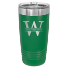 Personalized green 20 oz vacuum insulated tumbler with 'Monogram letter W' design