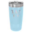 Personalized light blue 20 oz vacuum insulated tumbler with 'Monogram letter W' design