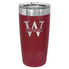 Personalized maroon 20 oz vacuum insulated tumbler with 'Monogram letter W' design