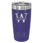 Personalized purple 20 oz vacuum insulated tumbler with 'Monogram letter W' design